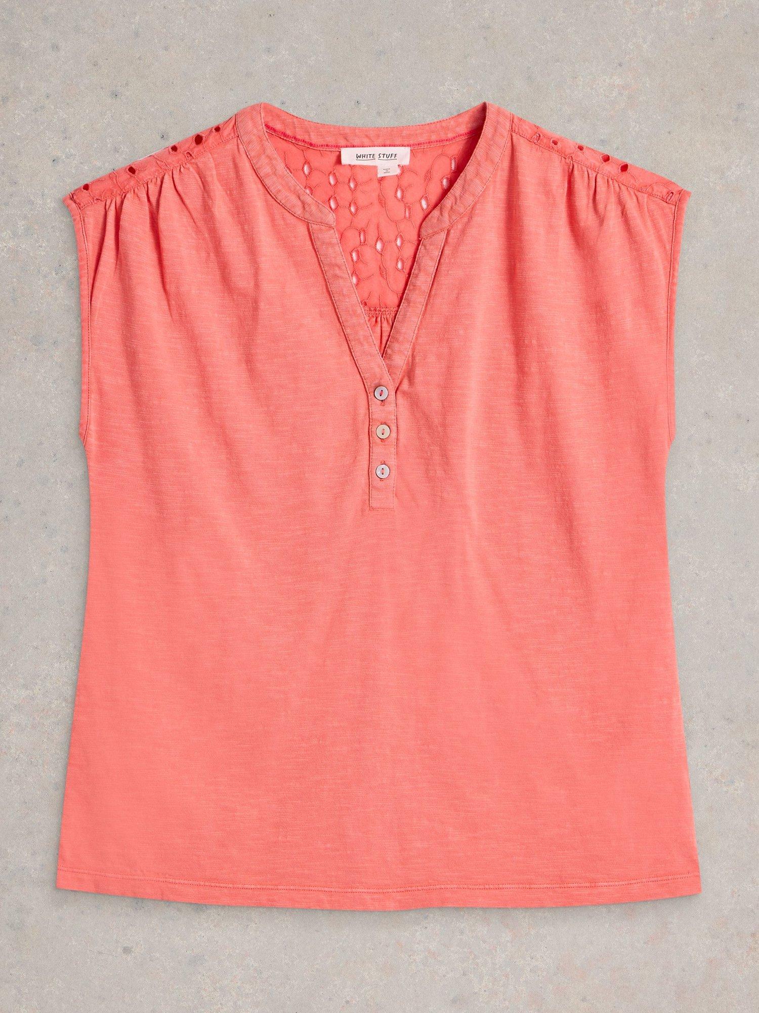 Product image 5 of 6, which shows White Stuff Dina Organic Cotton Tank Top, Orange, 6
