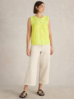 White Stuff Isla Organic Cotton Sleeveless Top, Light Yellow, Light Yellow