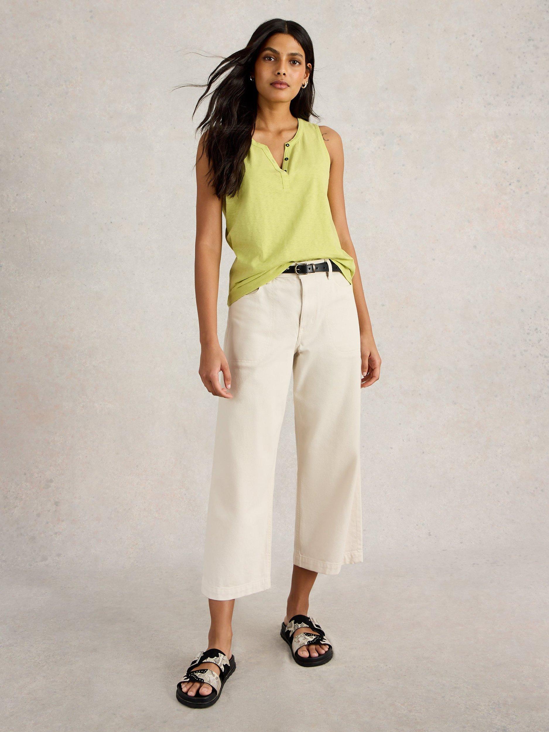 Product image 1 of 6, which shows White Stuff Lola Cotton Vest Top, Light Yellow, 14