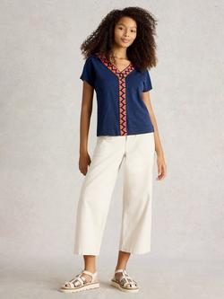 White Stuff Neva Top, White/Multi, Navy/Multi