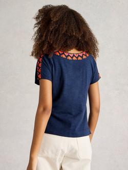 White Stuff Neva Top, White/Multi - view 2, Navy/Multi