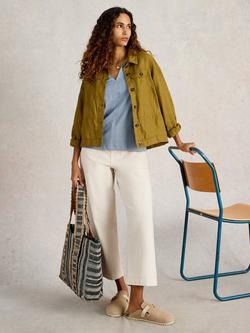 White Stuff Nelly Notch Neck Tee, Mid Blue, Mid Blue