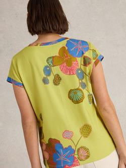 White Stuff Nelly Floral Notch Neck Tee, Mid Yellow - view 2, Mid Yellow