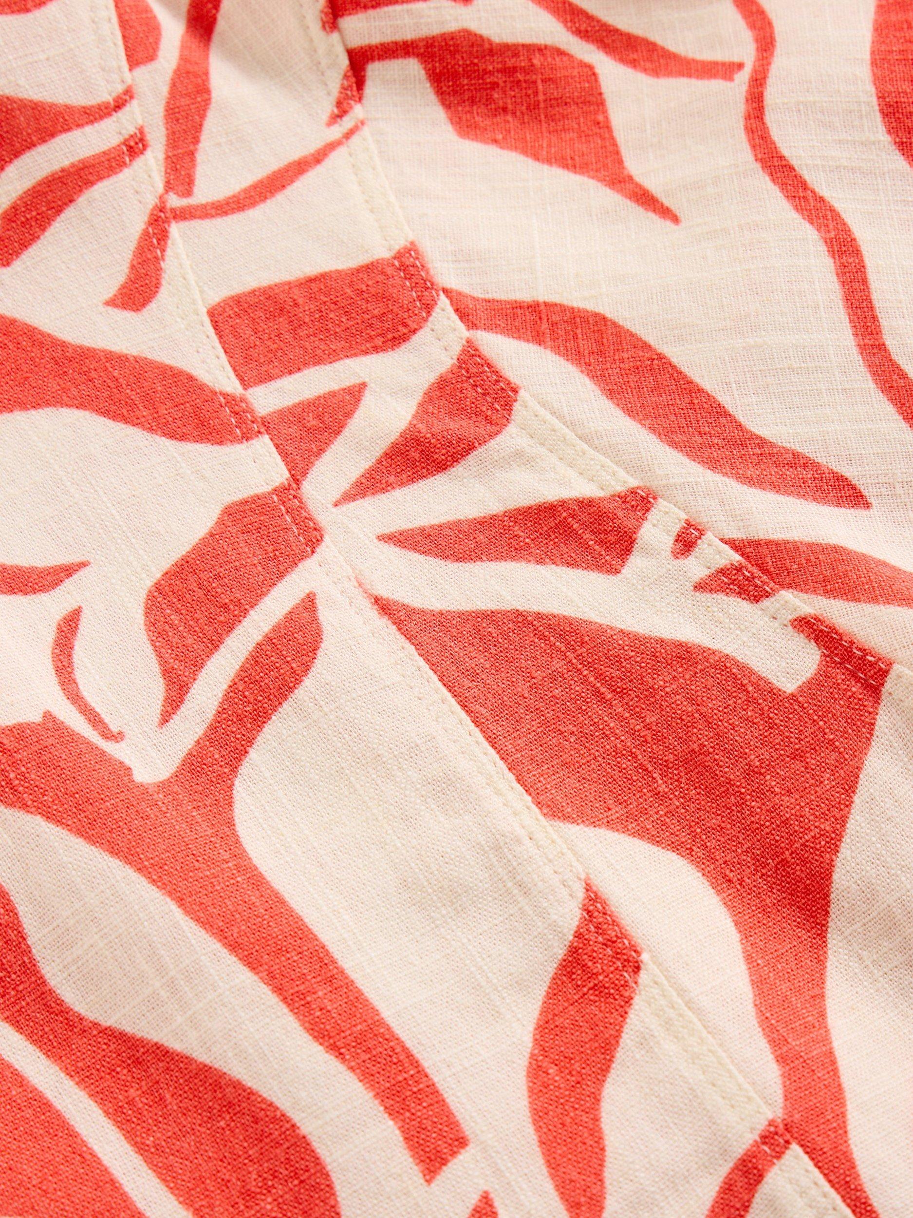 Product image 6 of 6, which shows White Stuff Sara Floral Linen Blend Tie Hem Top, Coral Orange, 8