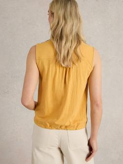 White Stuff Tulip Pure Organic Cotton Sleeveless Top, Mid Yellow - view 2, Mid Yellow