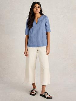 White Stuff Weaver Organic Cotton Top, Mid Blue, Mid Blue