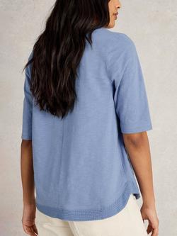 White Stuff Weaver Organic Cotton Top, Mid Blue - view 2, Mid Blue