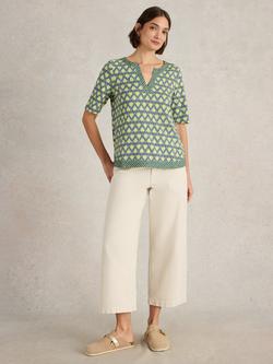 White Stuff Weaver Organic Cotton Woven Top, Navy Blue, Navy Blue