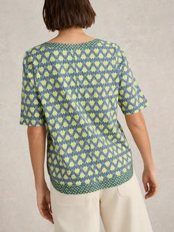 White Stuff Weaver Organic Cotton Woven Top, Navy Blue - view 2, Navy Blue