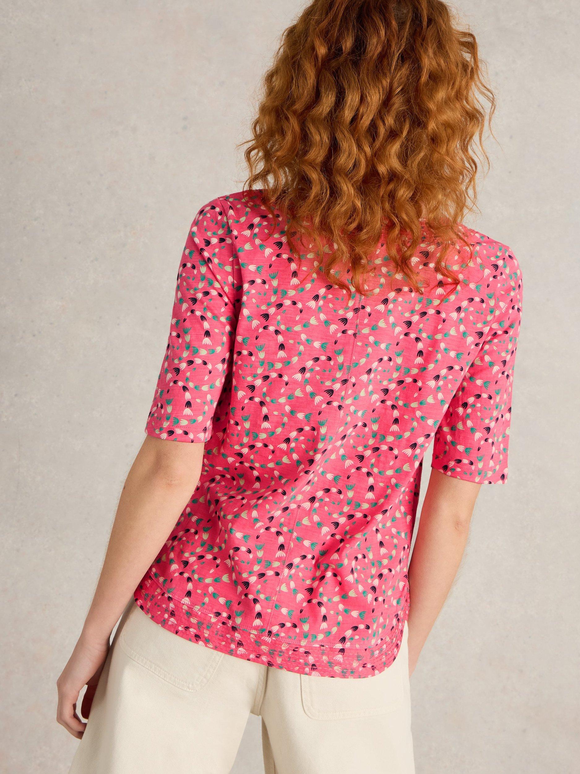 Product image 2 of 6, which shows White Stuff Weaver Pure Organic Cotton T-Shirt, Pink/Multi, 6
