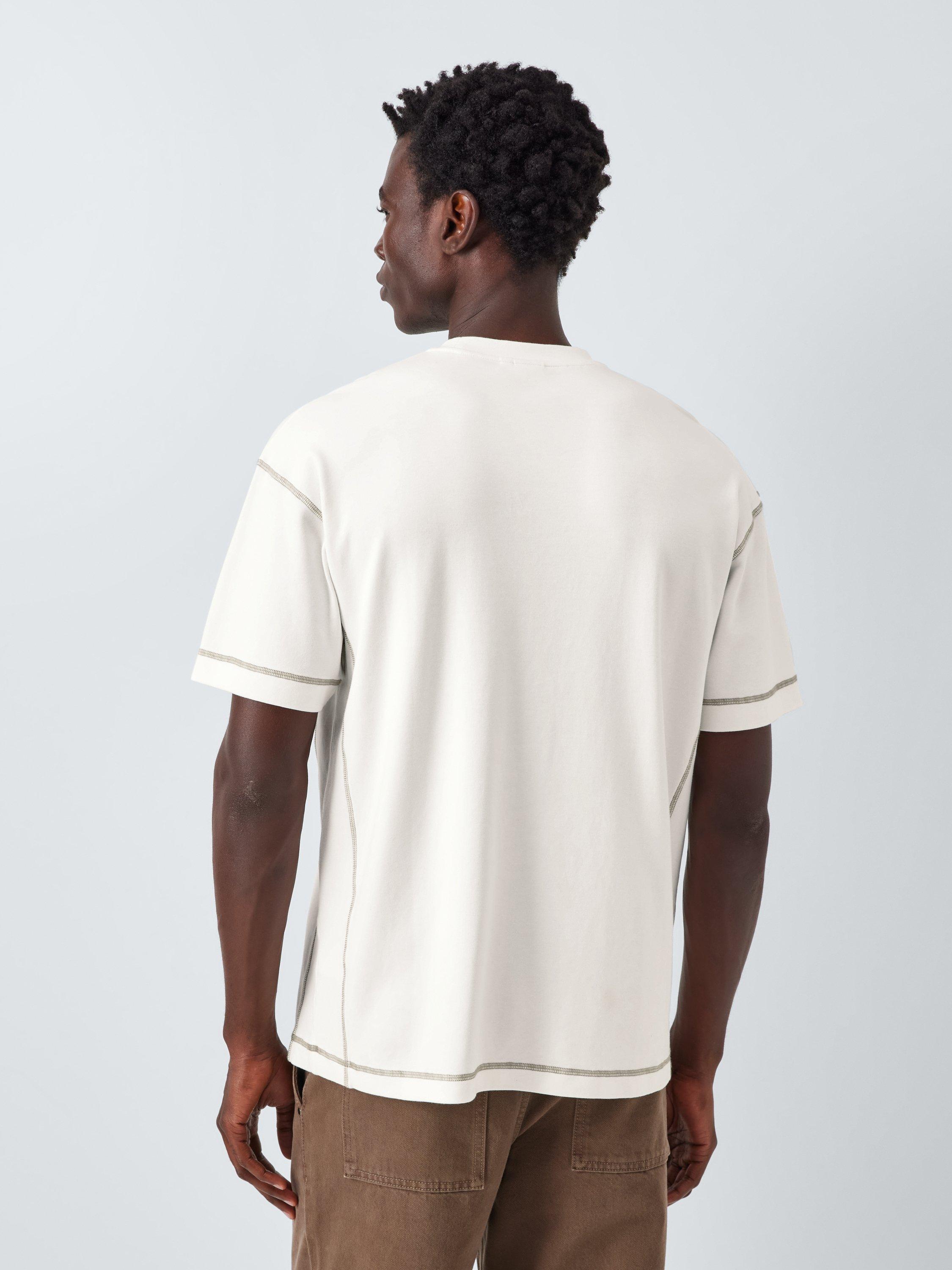 Product image 2 of 6, which shows Kin Contrast Trim Cotton T-Shirt, Cloud Dancer, S
