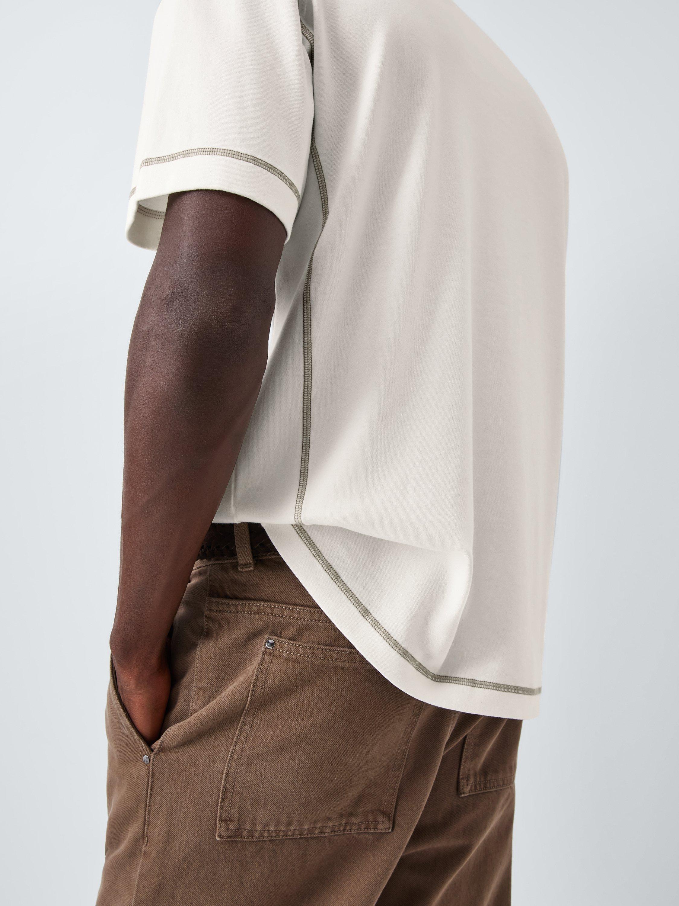 Product image 6 of 6, which shows Kin Contrast Trim Cotton T-Shirt, Cloud Dancer, S