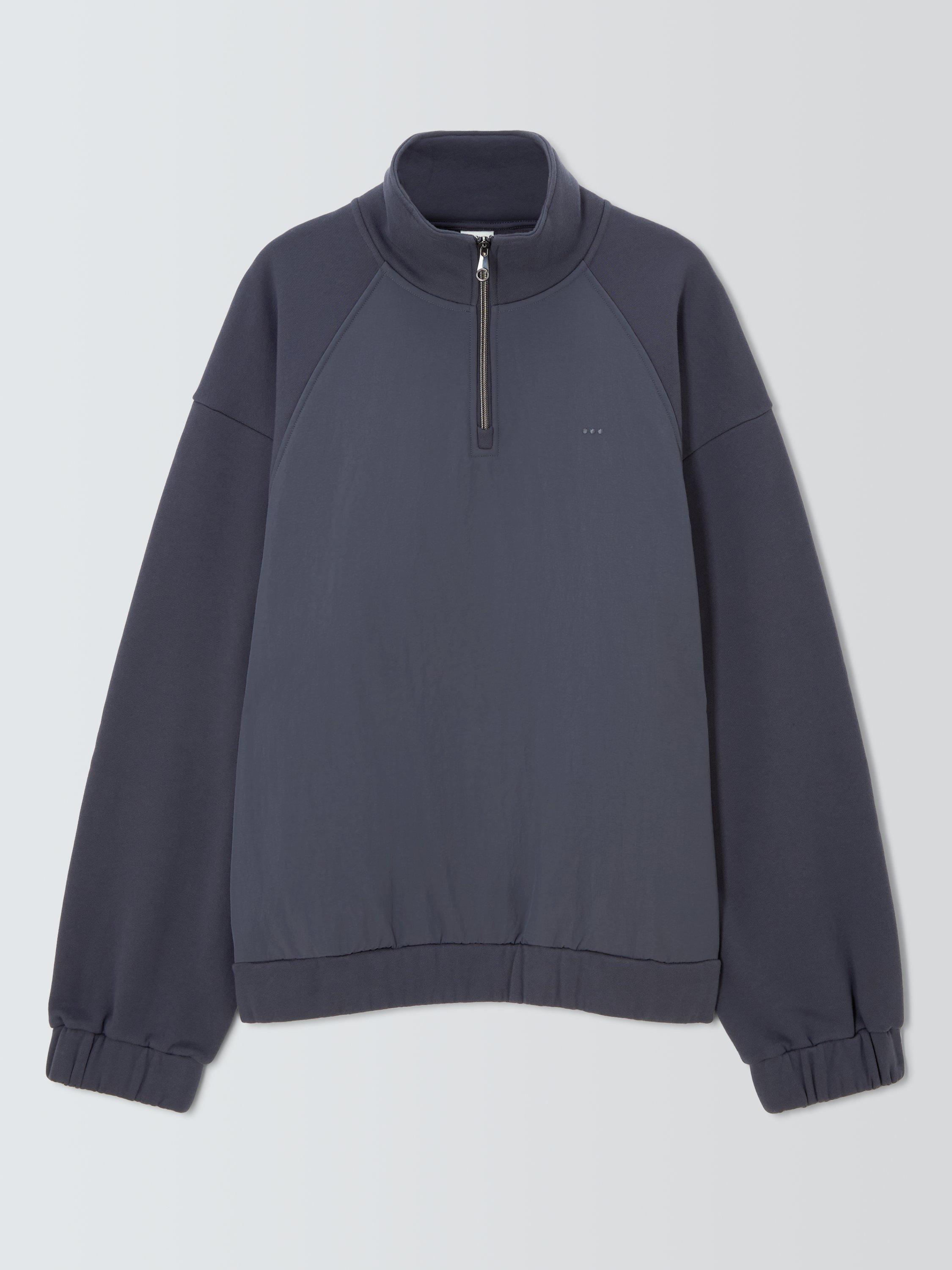 Product image 4 of 6, which shows Kin Cotton Blend Half Zip High Neck Sweater, Asphalt, S