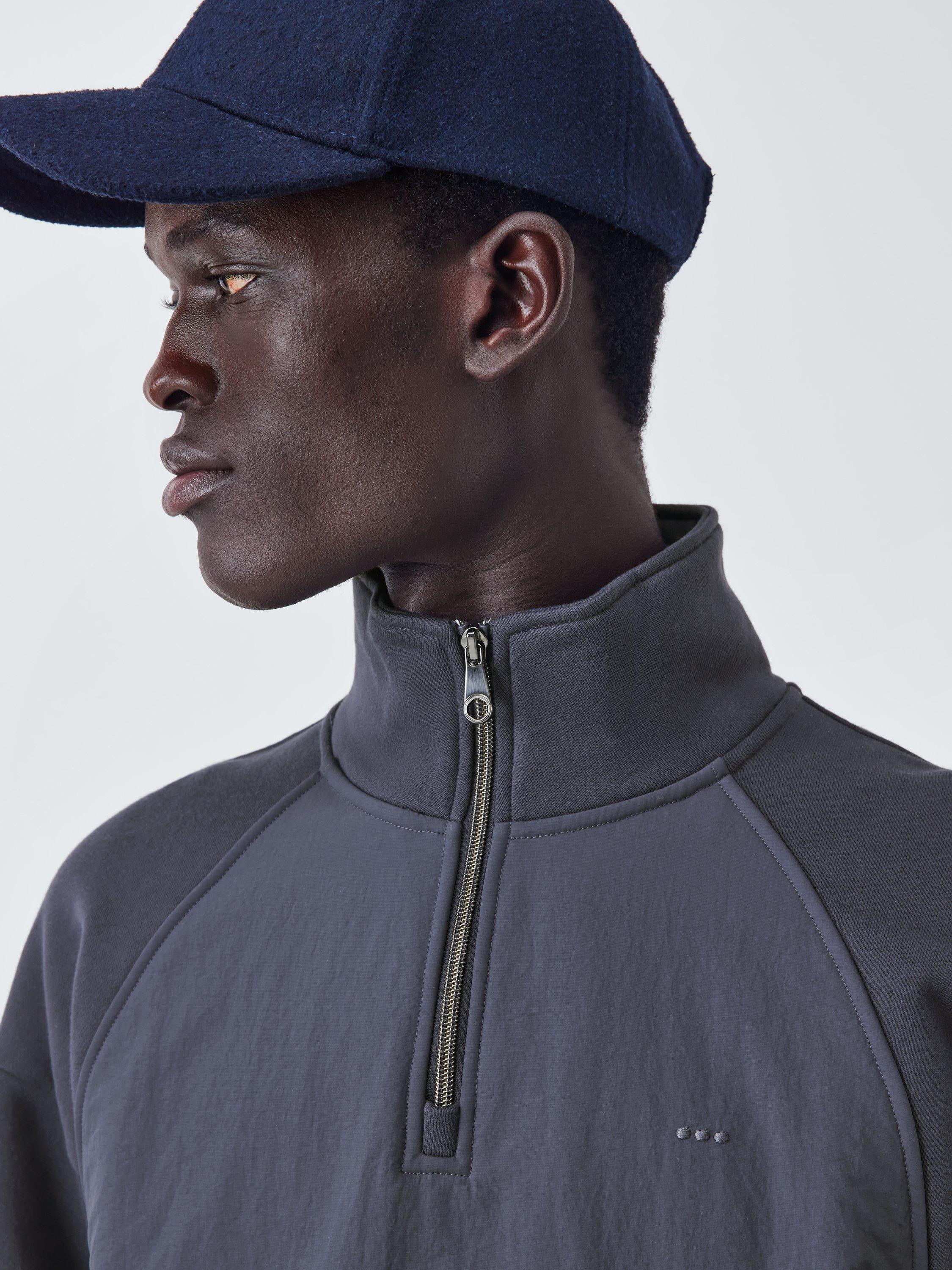 Product image 5 of 6, which shows Kin Cotton Blend Half Zip High Neck Sweater, Asphalt, S