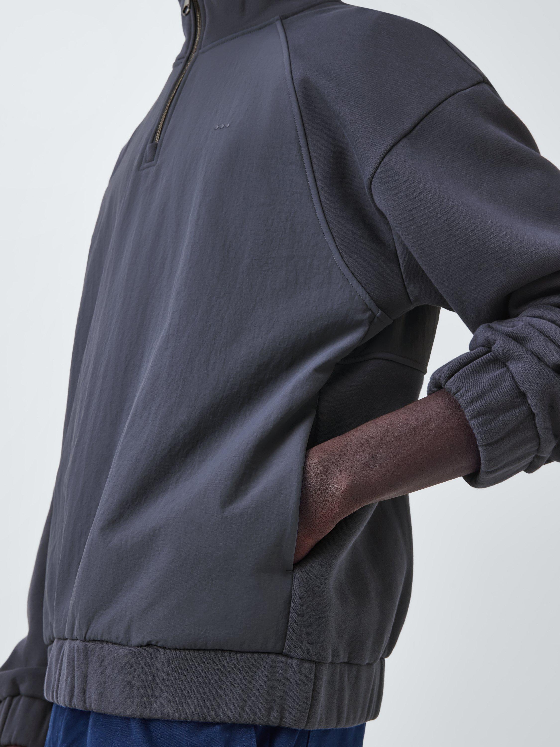 Product image 6 of 6, which shows Kin Cotton Blend Half Zip High Neck Sweater, Asphalt, S