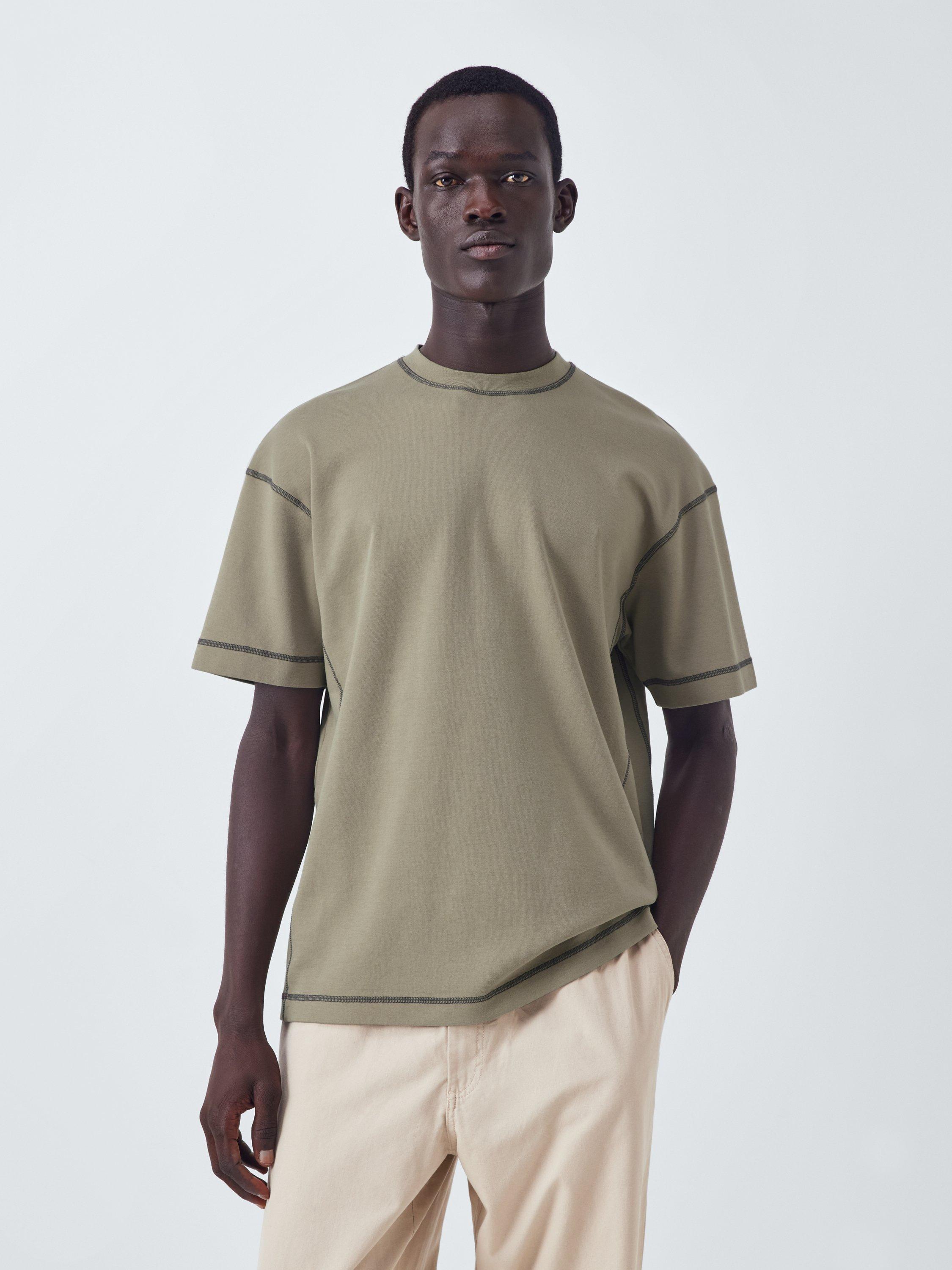 Product image 1 of 6, which shows Kin Contrast Trim Cotton T-Shirt, Laurel Oak, M