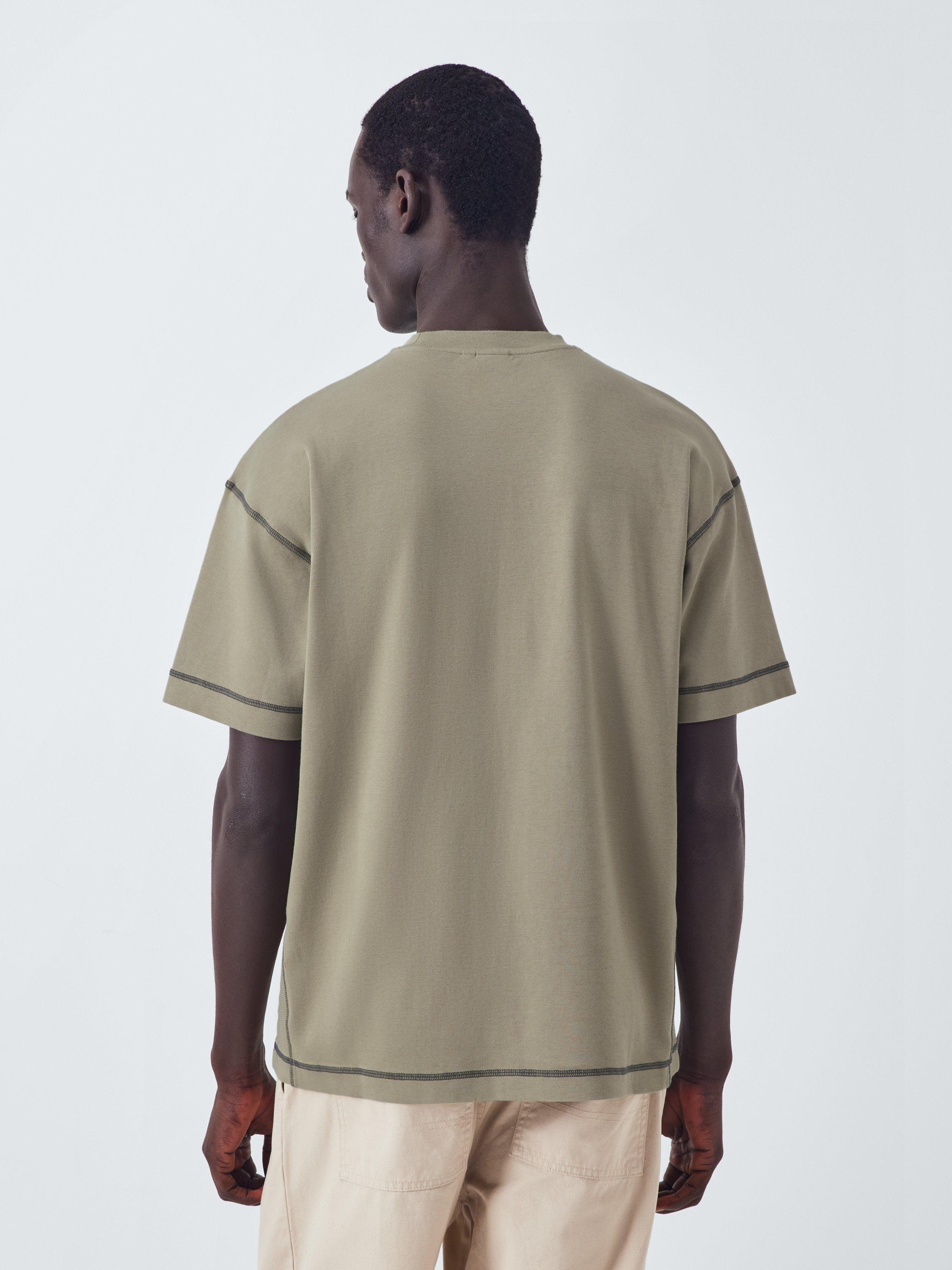 Product image 2 of 6, which shows Kin Contrast Trim Cotton T-Shirt, Laurel Oak, M