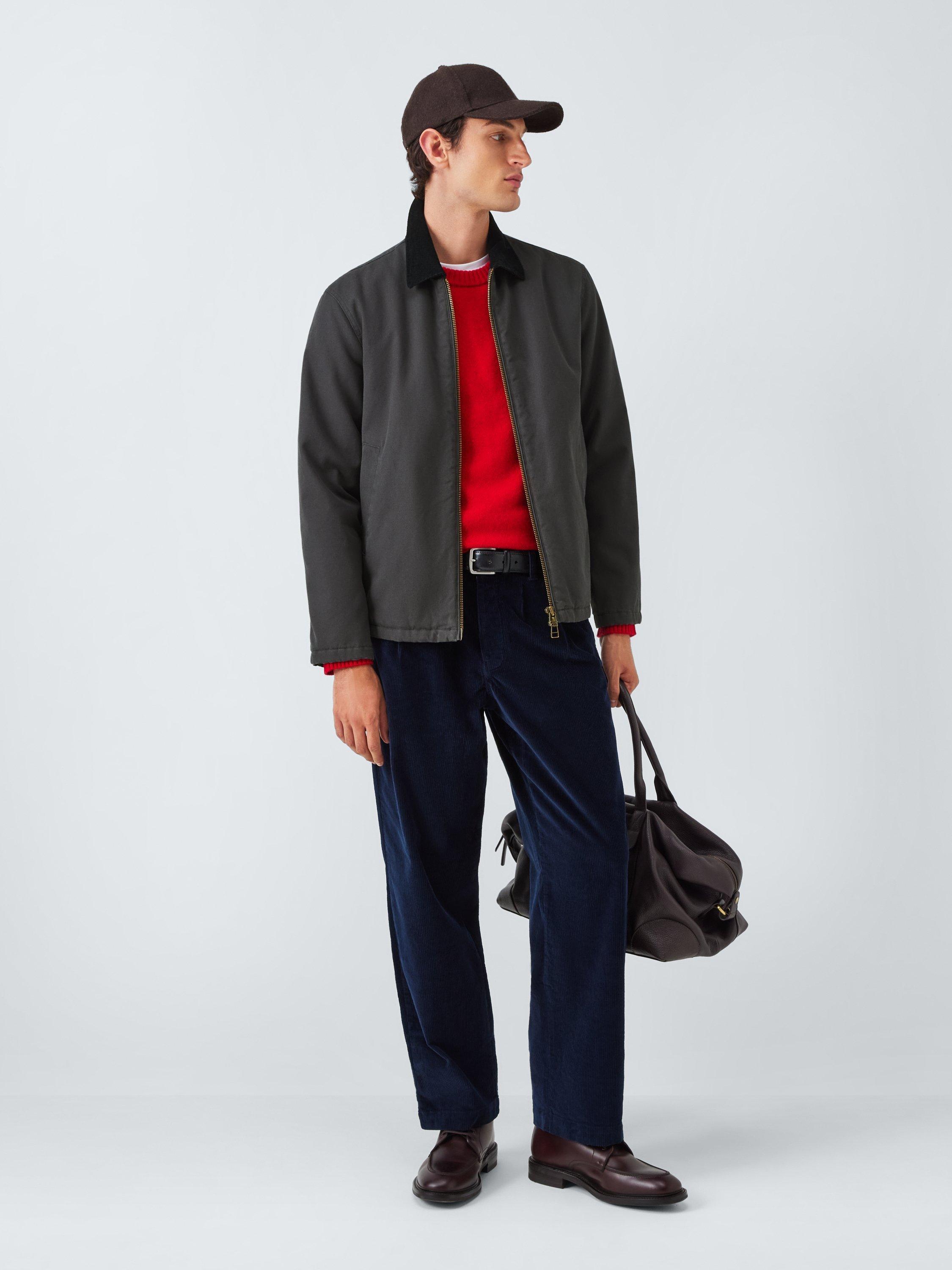 Product image 3 of 6, which shows John Lewis Corduroy Collar Canvas Bomber Jacket, Asphalt, XL