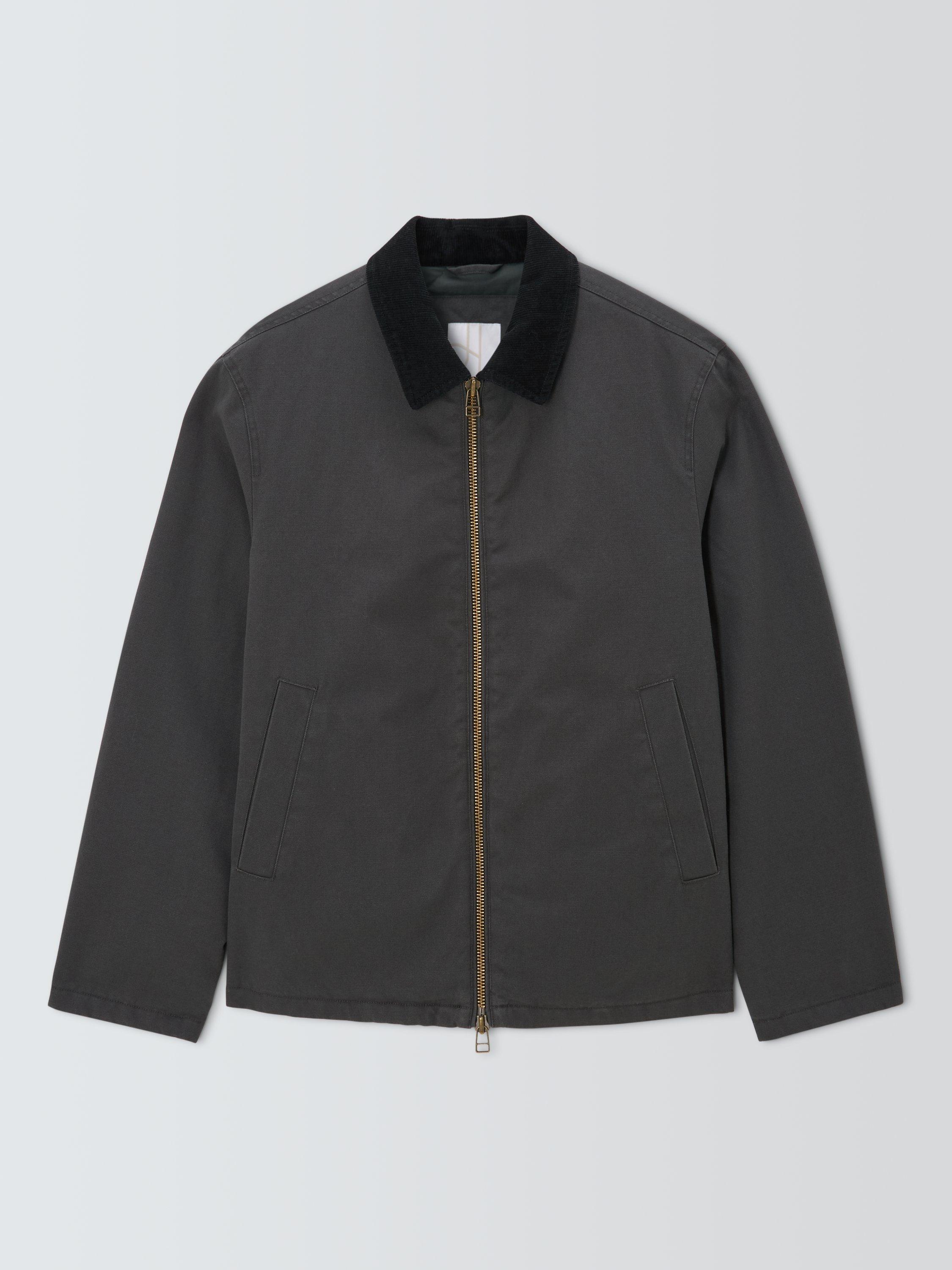 Product image 4 of 6, which shows John Lewis Corduroy Collar Canvas Bomber Jacket, Asphalt, XL