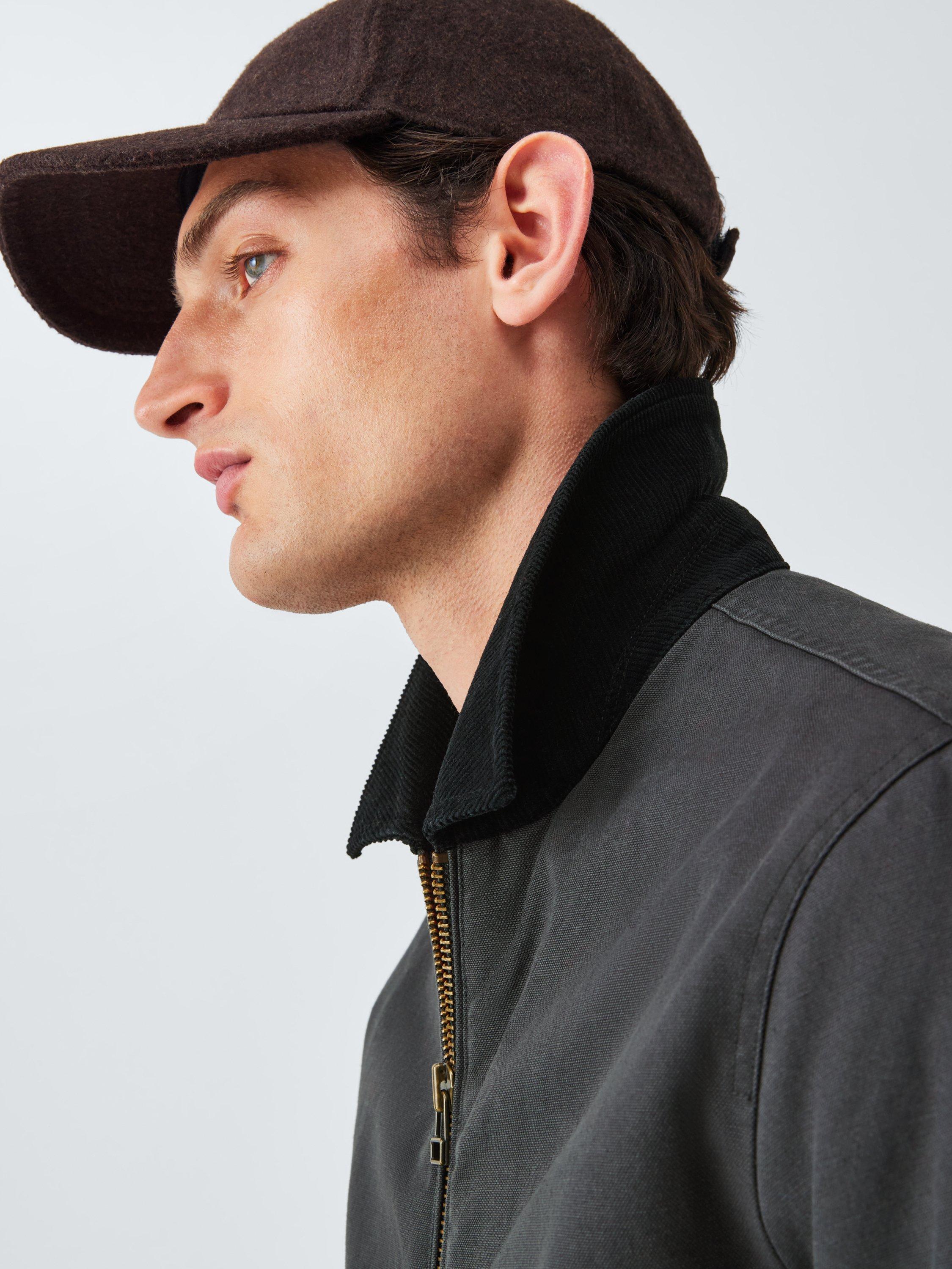 Product image 5 of 6, which shows John Lewis Corduroy Collar Canvas Bomber Jacket, Asphalt, XL