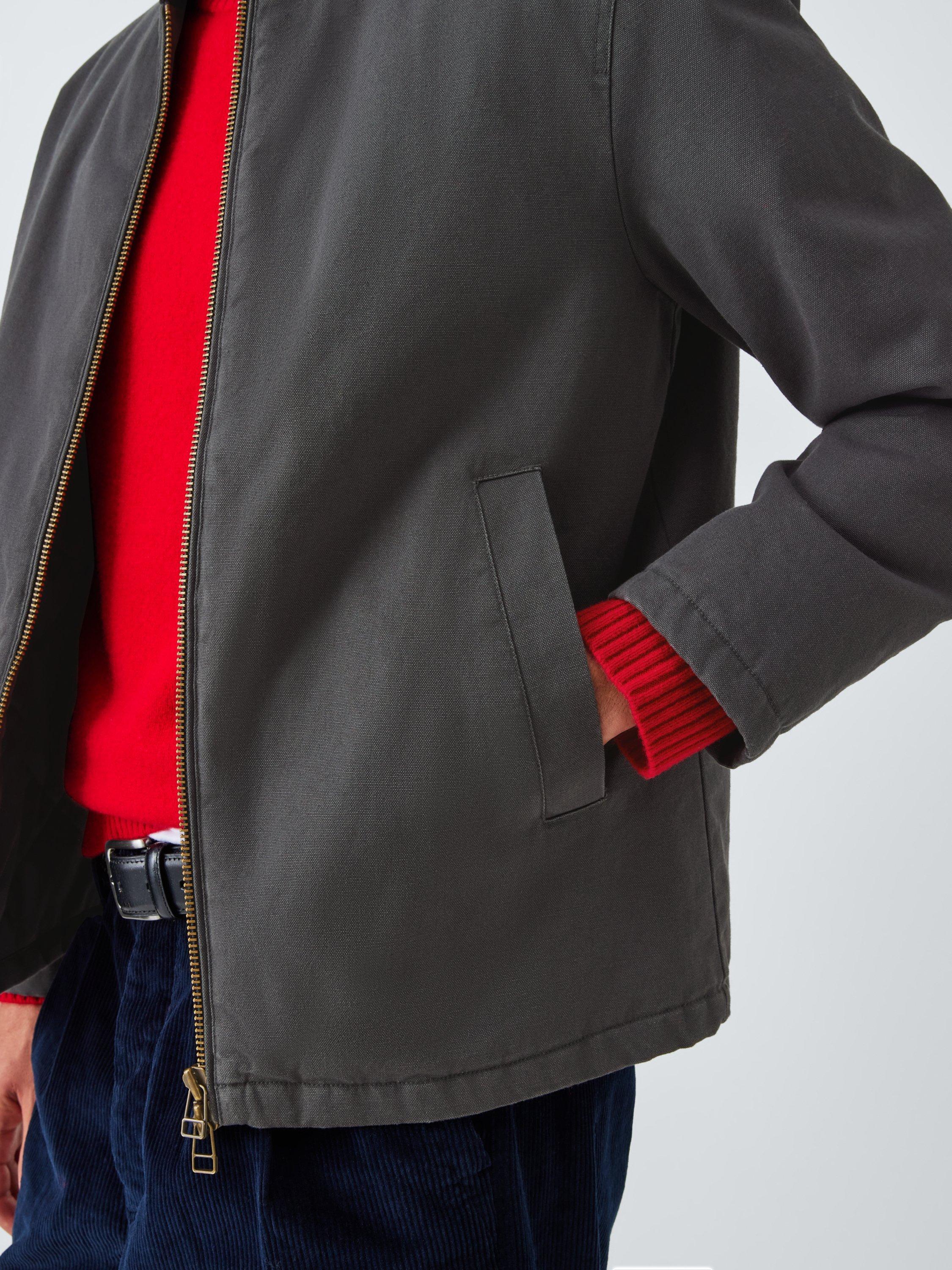Product image 6 of 6, which shows John Lewis Corduroy Collar Canvas Bomber Jacket, Asphalt, XL