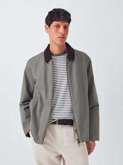 John Lewis Corduroy Collar Canvas Bomber Jacket, Sedona Sage
