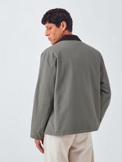 John Lewis Corduroy Collar Canvas Bomber Jacket - view 2, Sedona Sage
