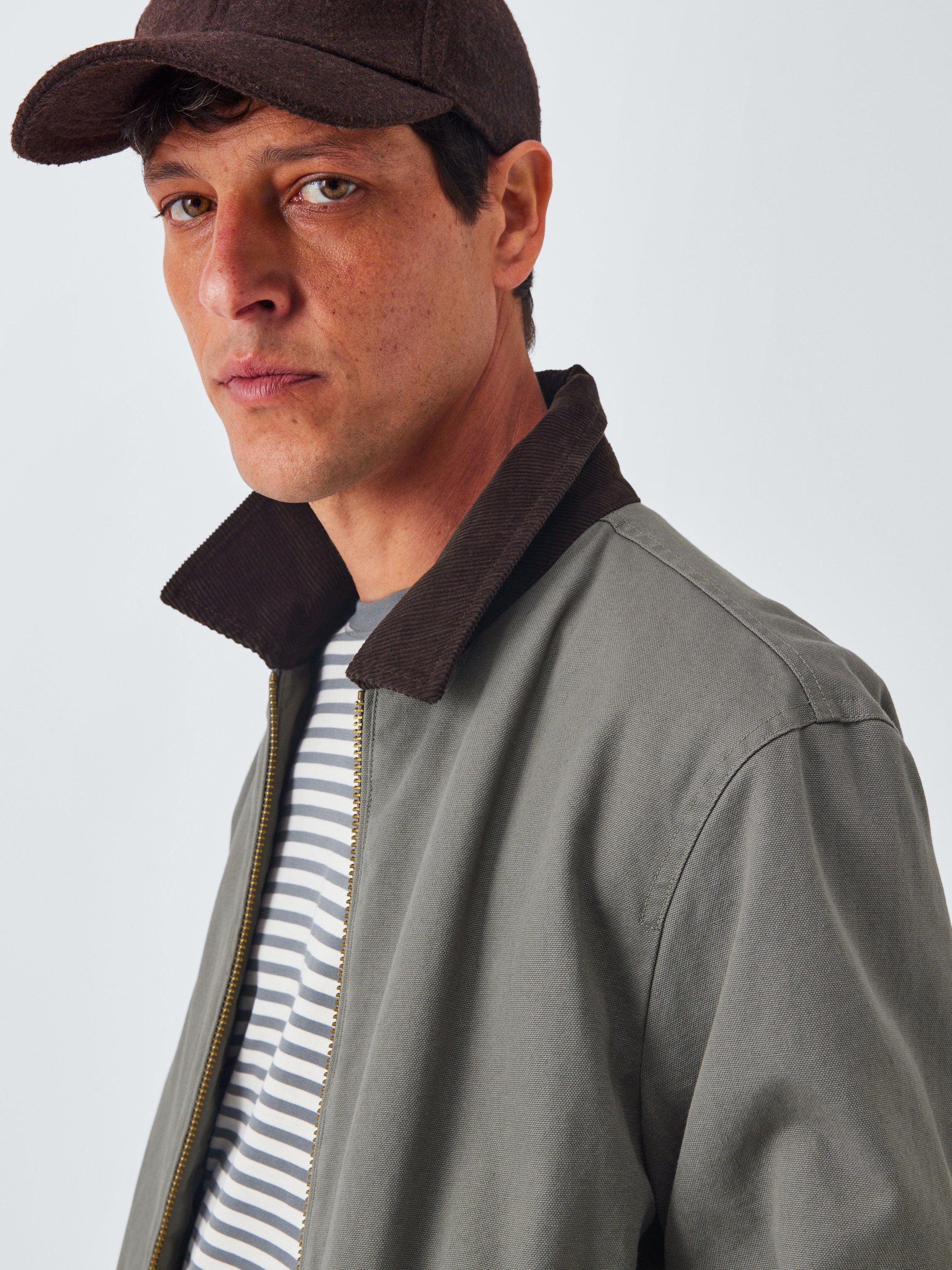 Product image 5 of 6, which shows John Lewis Corduroy Collar Canvas Bomber Jacket, Sedona Sage, S