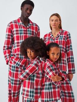 John Lewis Brushed Cotton Check Family Pyjama Set, Red - view 2, Red