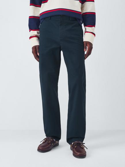 John Lewis Straight Fit Cotton Blend Chinos, Sky Captain