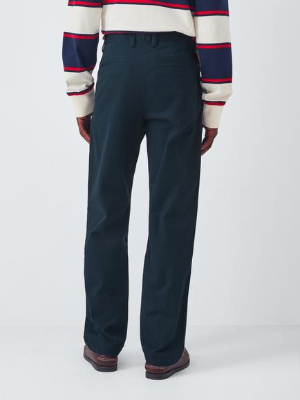 John Lewis Straight Fit Cotton Blend Chinos - view 2, Sky Captain