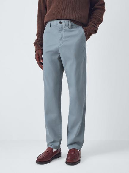 John Lewis Straight Fit Cotton Blend Chinos, Flint Stone, Flint Stone