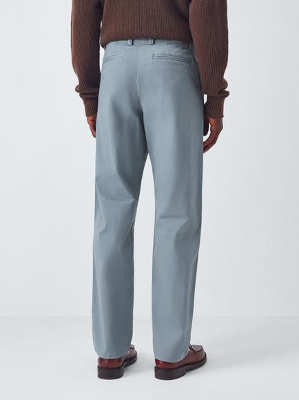 John Lewis Straight Fit Cotton Blend Chinos, Flint Stone - view 2, Flint Stone