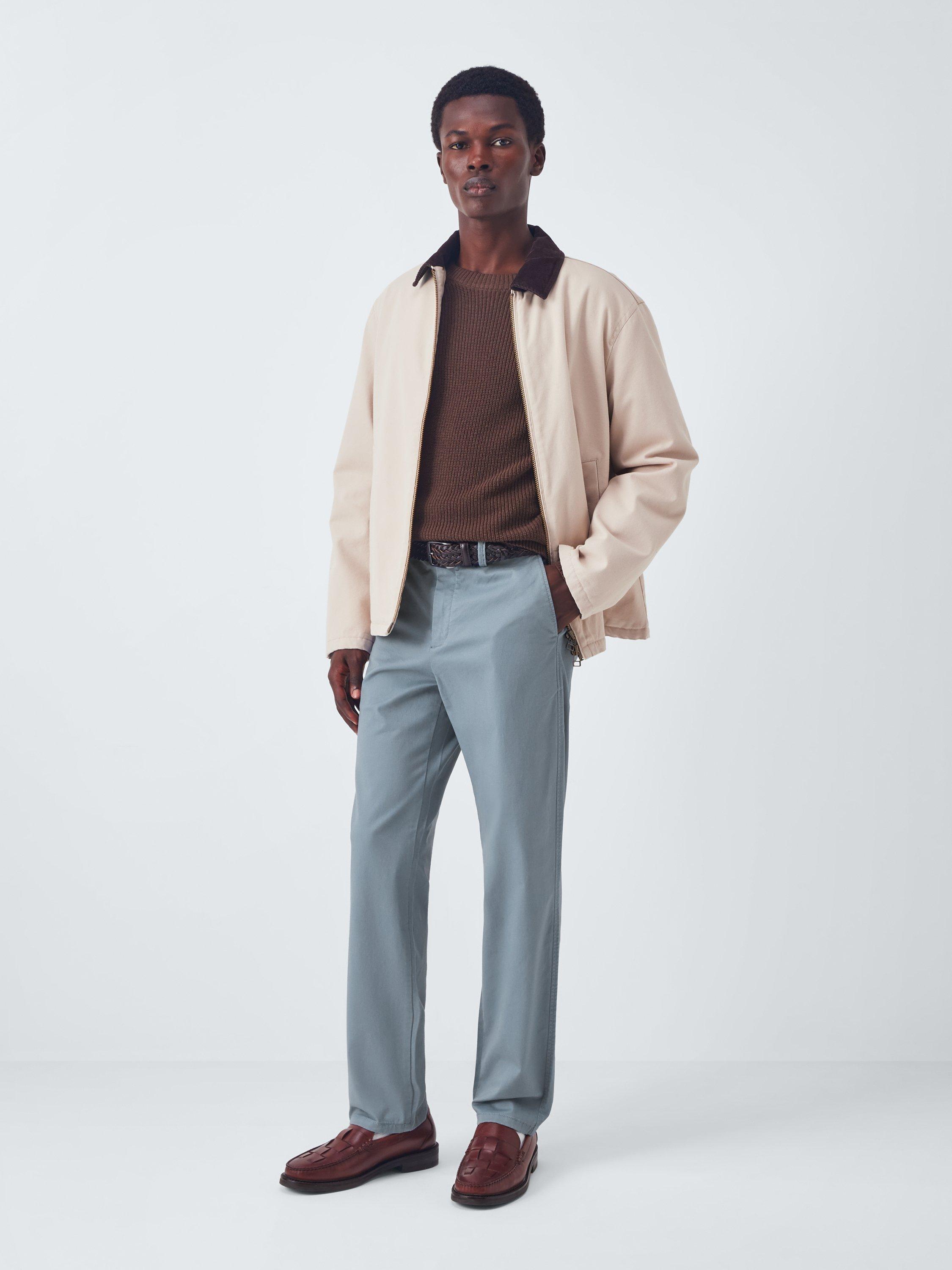Product image 3 of 6, which shows John Lewis Straight Fit Cotton Blend Chinos, Flint Stone, 30R