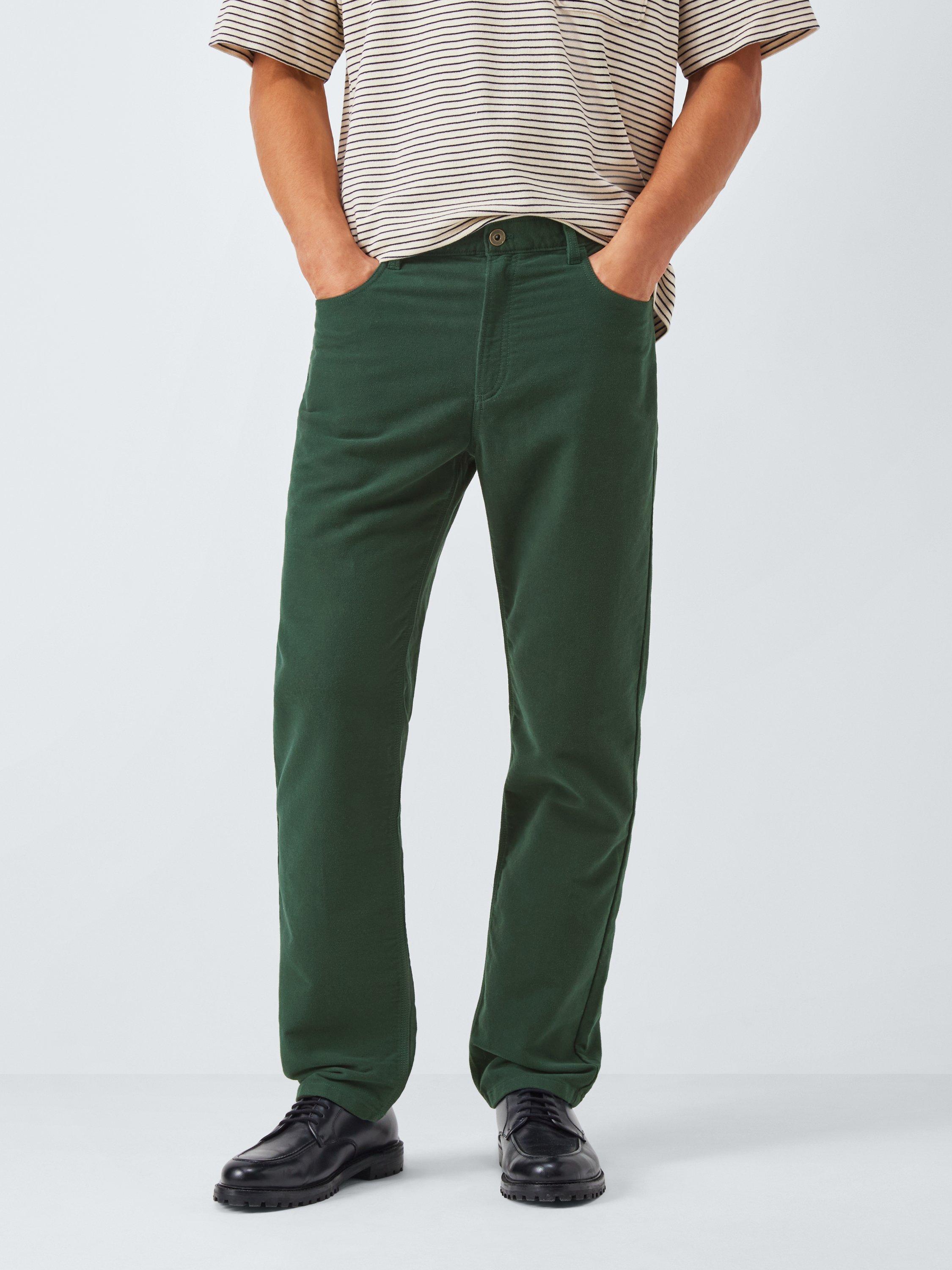 Product image 1 of 6, which shows John Lewis Moleskin Cotton Jeans, Darkest Spruce, 34R