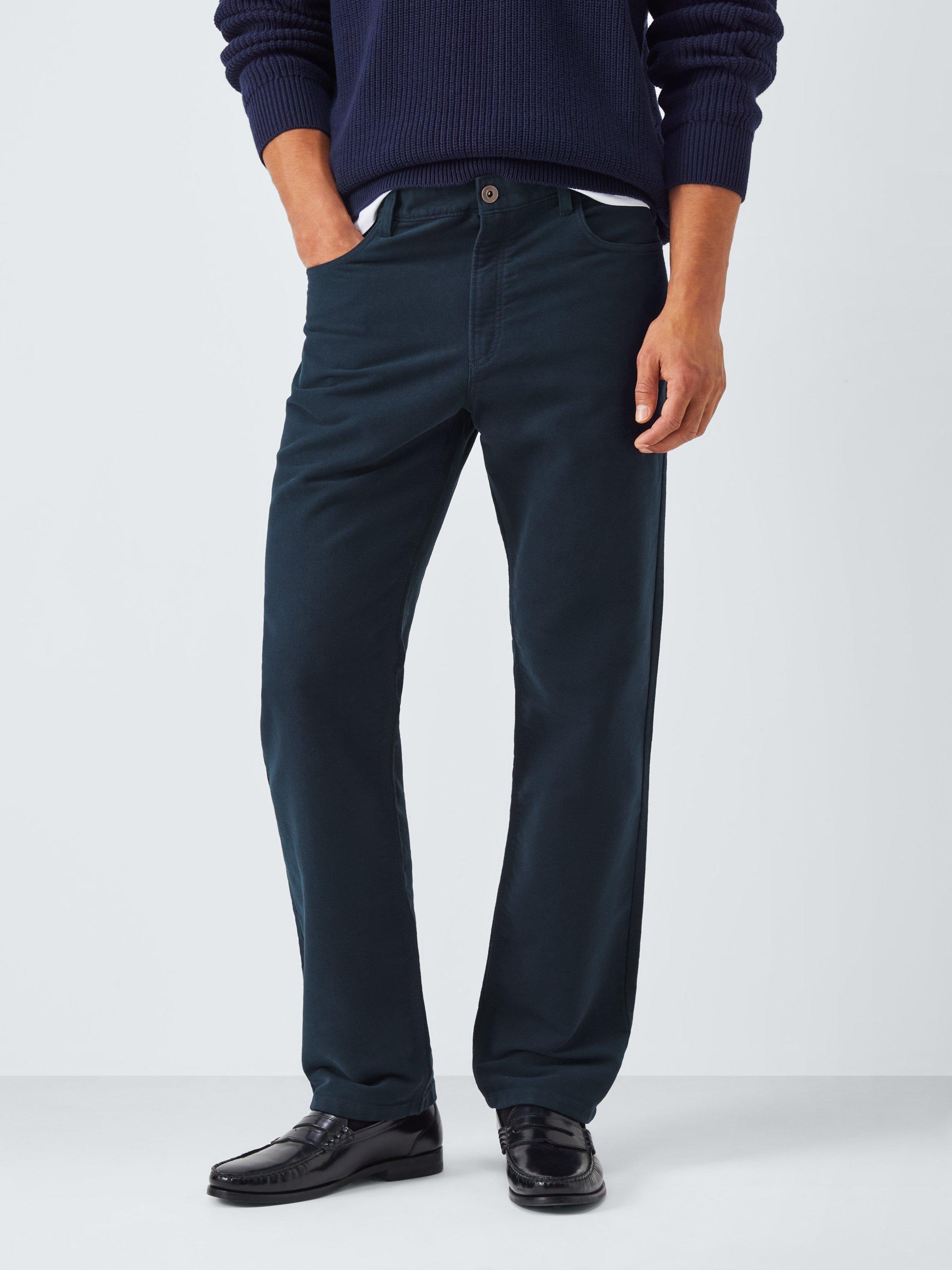 Product image 1 of 6, which shows John Lewis Moleskin Cotton Jeans, Sky Captain, 36R