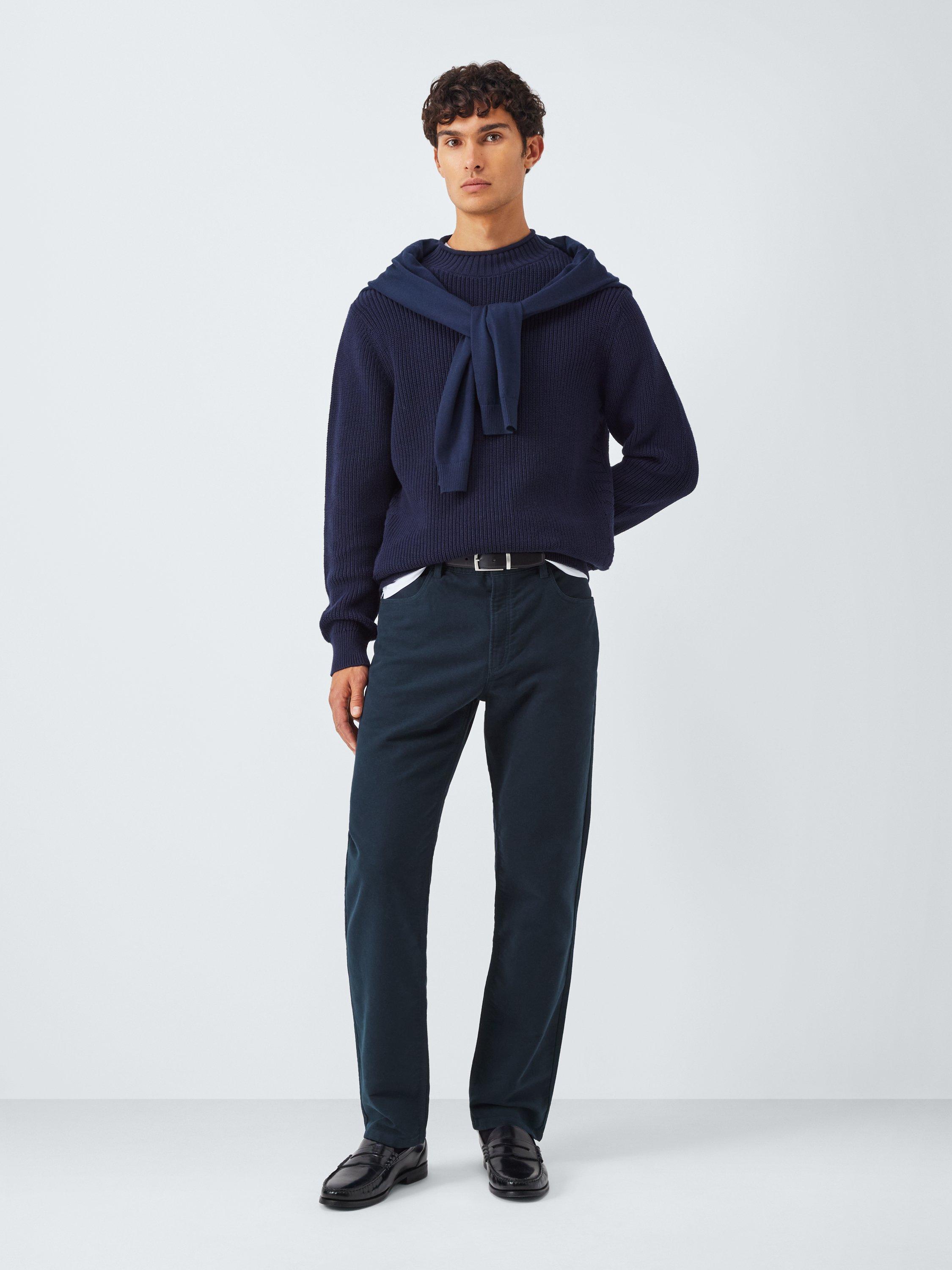 Product image 3 of 6, which shows John Lewis Moleskin Cotton Jeans, Sky Captain, 36R