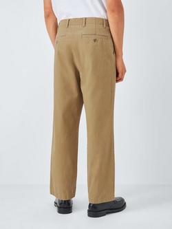 John Lewis Straight Fit Pleat Cotton Trousers, Cornstalk - view 2, Cornstalk