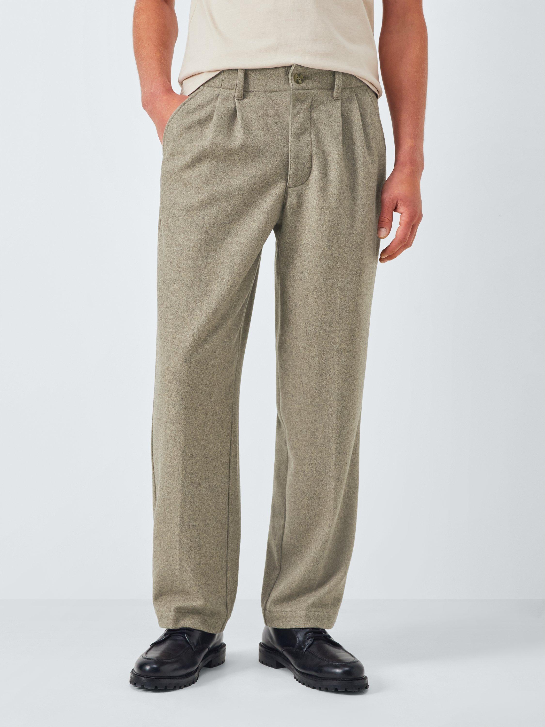 Product image 1 of 6, which shows John Lewis Straight Flannel Trousers, Oatmeal, 32R