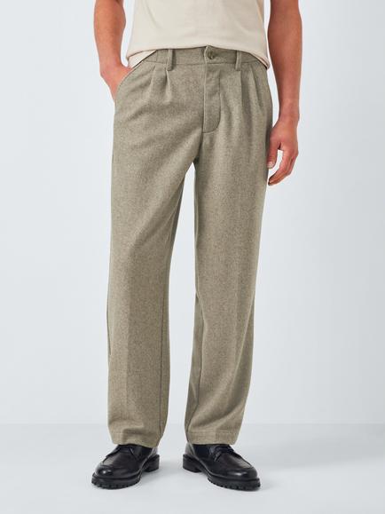John Lewis Straight Flannel Trousers, Oatmeal