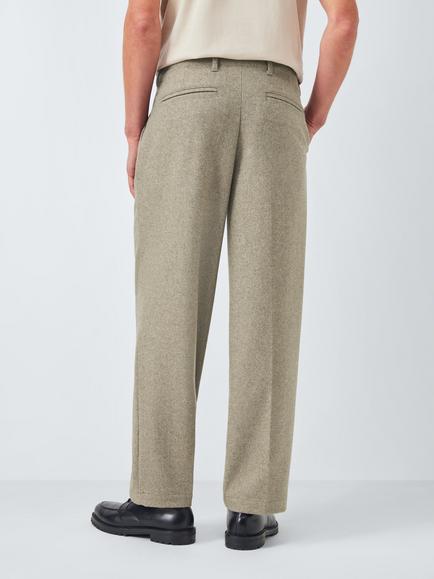 John Lewis Straight Flannel Trousers - view 2, Oatmeal