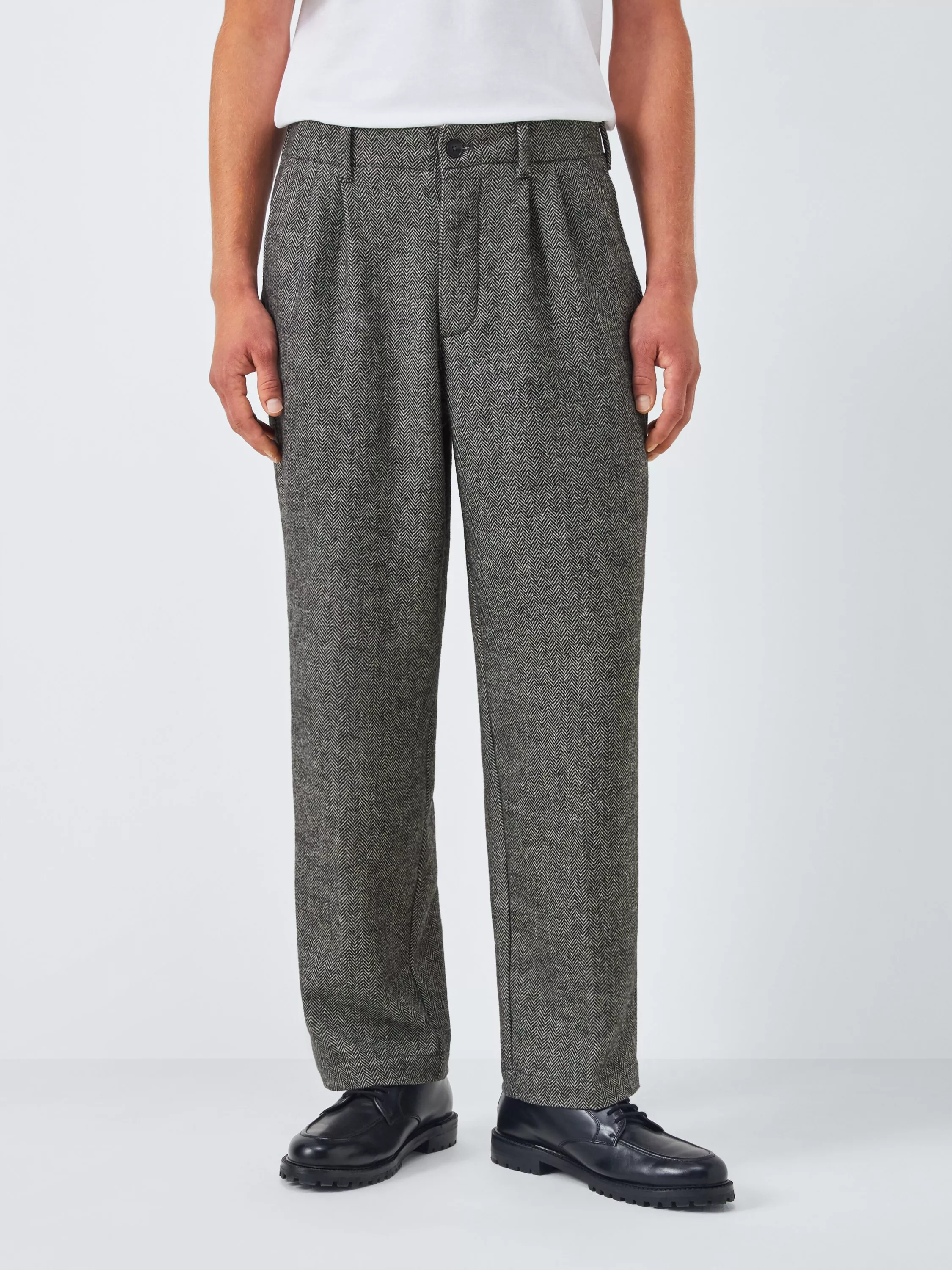 John Lewis Herringbone Wool Blend Trousers