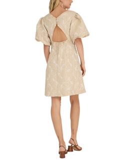 A-VIEW Aria Jacquard Floral Mini Dress, Beige - view 2, Beige