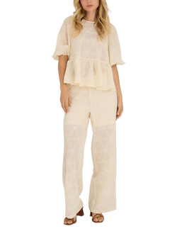 A-VIEW Beate Embroidered Top, Beige Natural, Beige Natural