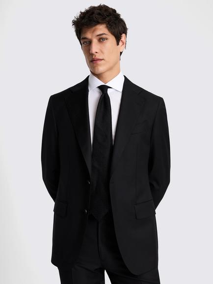 Moss Tailored Fit Italian Wool Twill Suit Jacket, Black