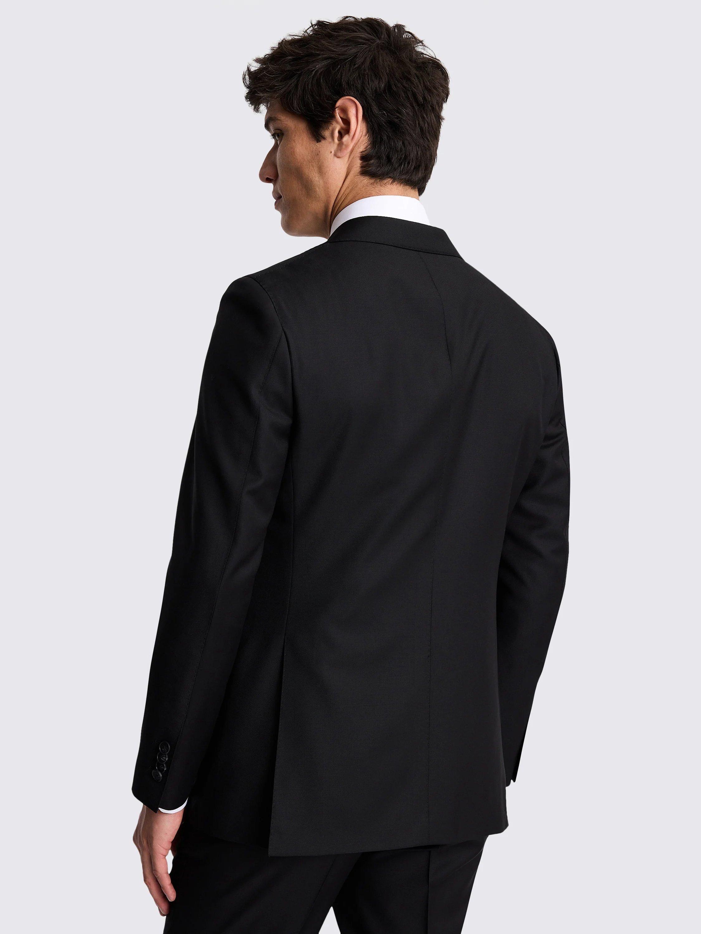 Product image 4 of 6, which shows Moss Italian Tailored Fit Twill Suit Jacket, Black, 36S