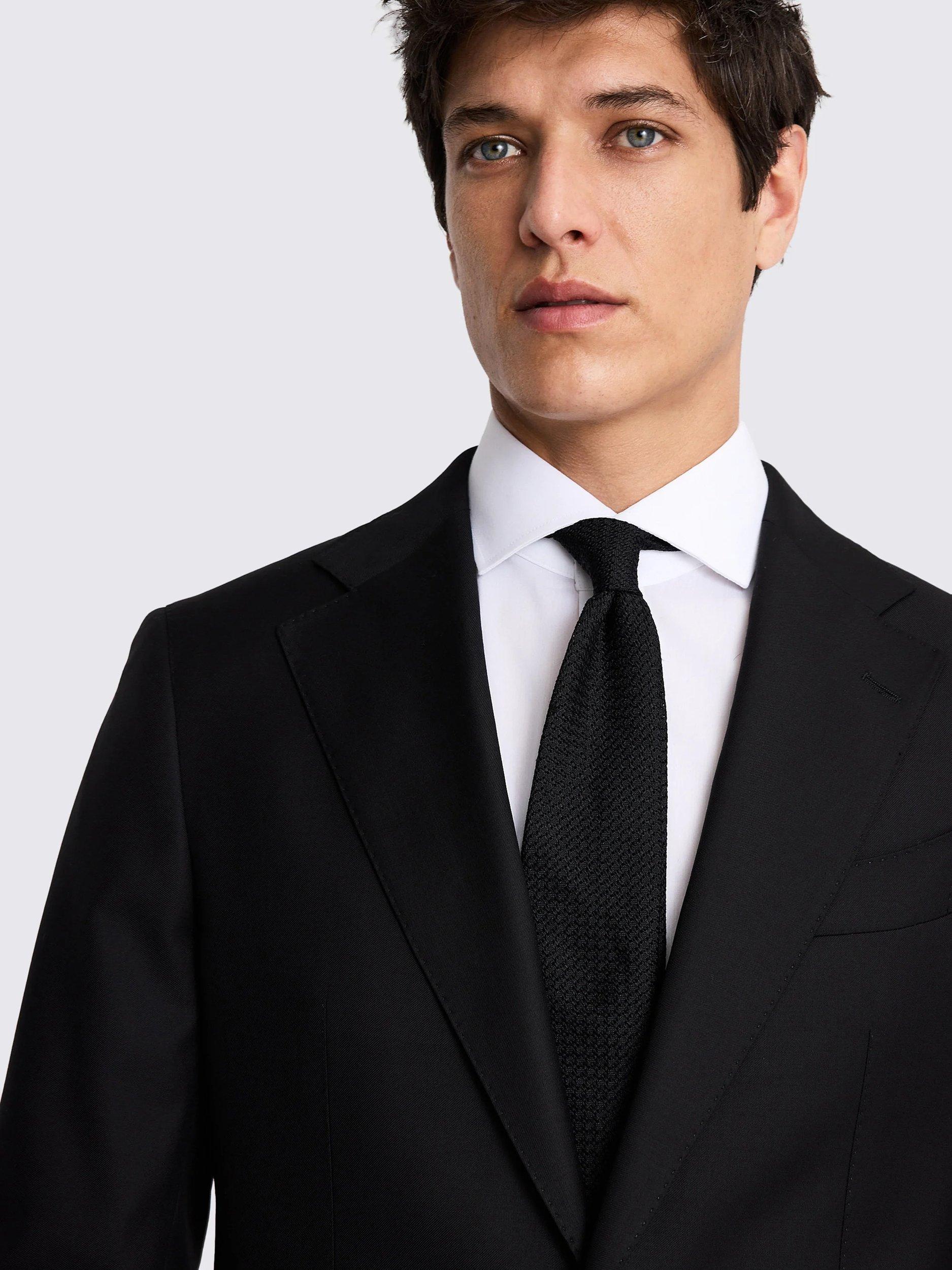 Product image 5 of 6, which shows Moss Italian Tailored Fit Twill Suit Jacket, Black, 36S