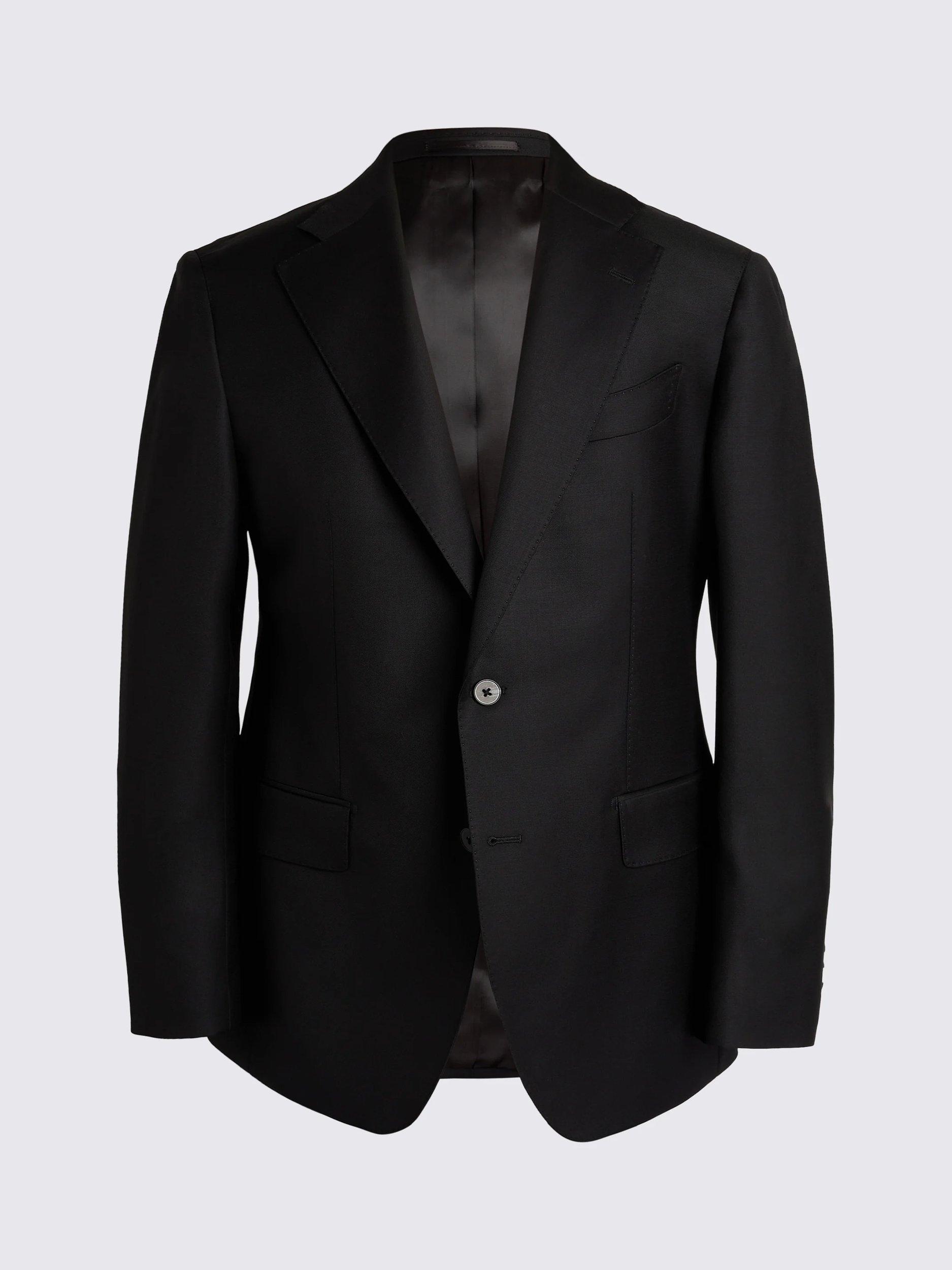 Product image 6 of 6, which shows Moss Italian Tailored Fit Twill Suit Jacket, Black, 36S