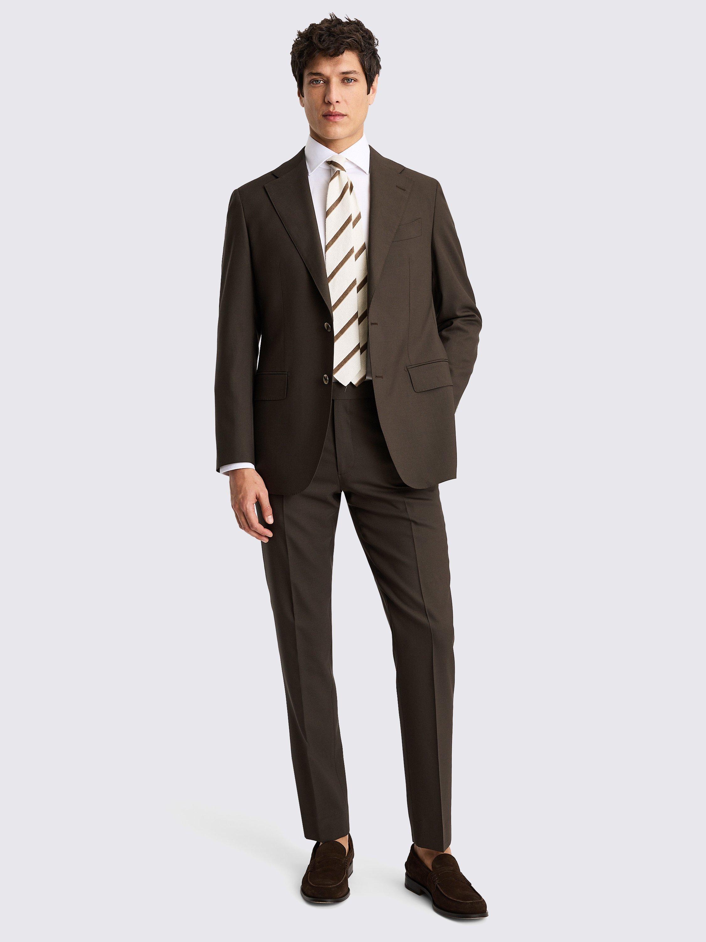 Product image 3 of 6, which shows Moss x Barberis Italian Wool Tailored Fit Suit Jacket, Brown, 36R