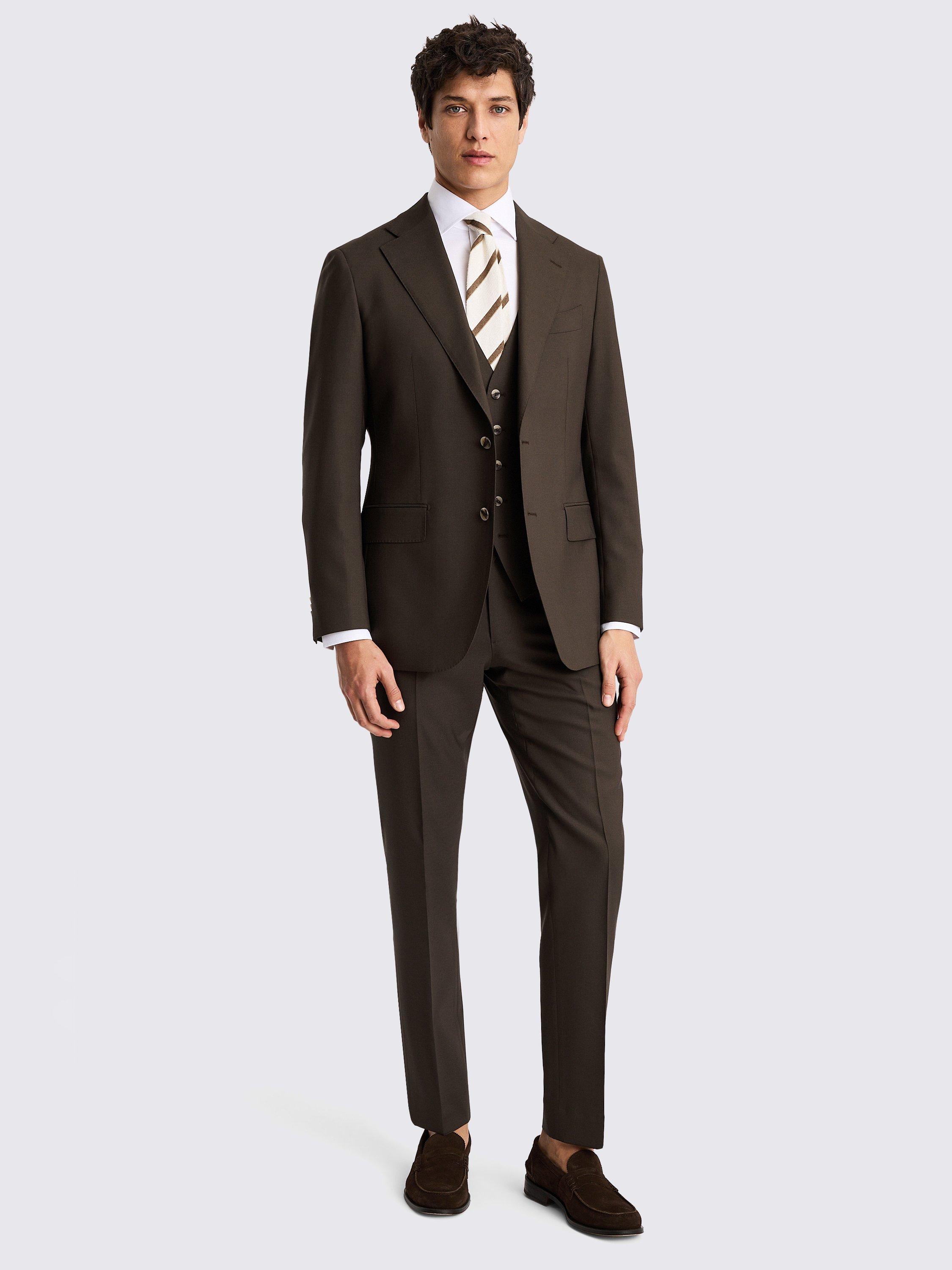 Product image 4 of 6, which shows Moss x Barberis Italian Wool Tailored Fit Suit Jacket, Brown, 36R